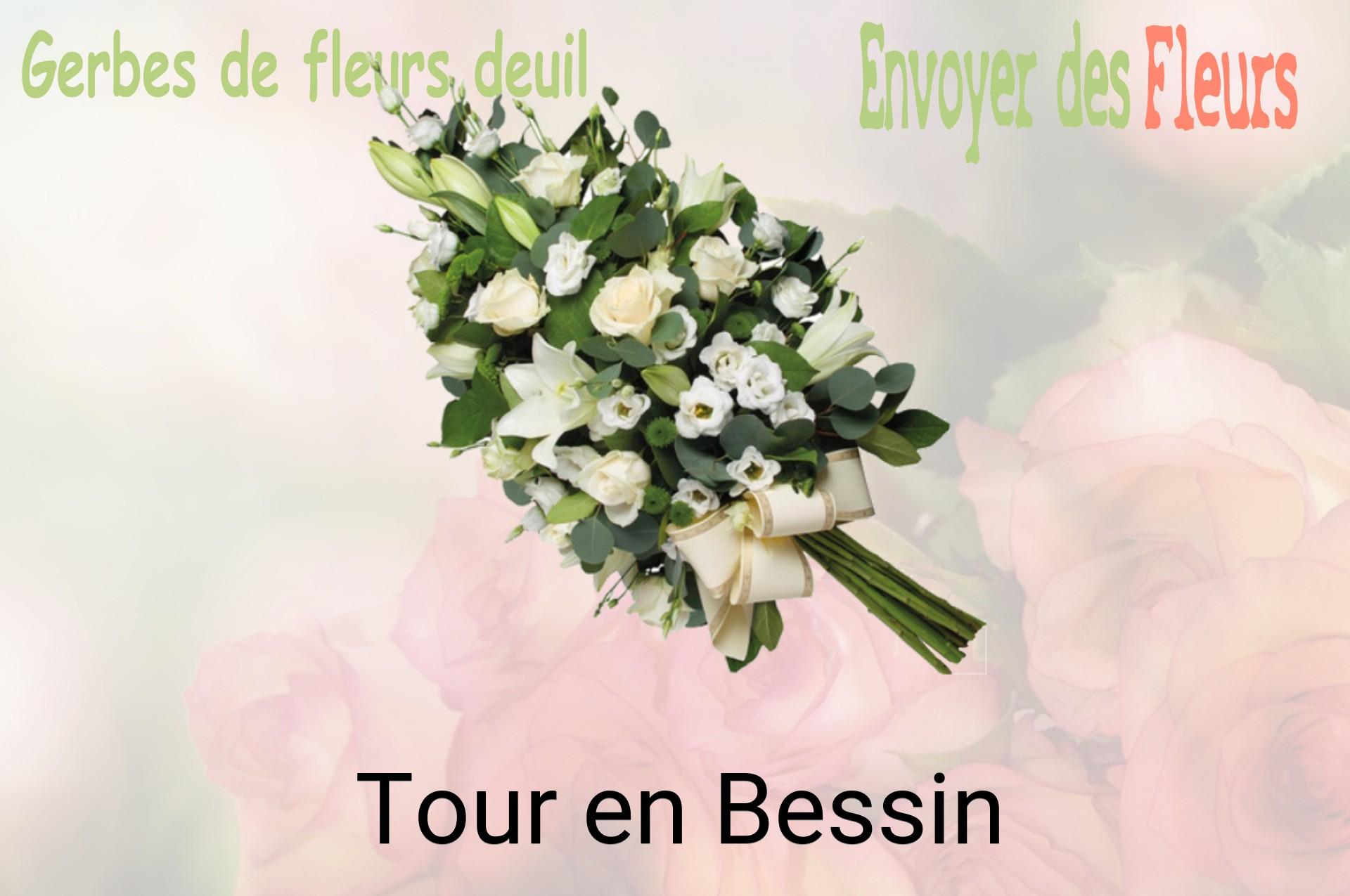 Gerbe de fleurs de deuil livrée à Tour-en-Bessin